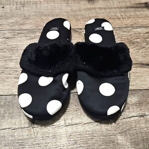 Victoria's Secret Black White Polka Dot Slippers